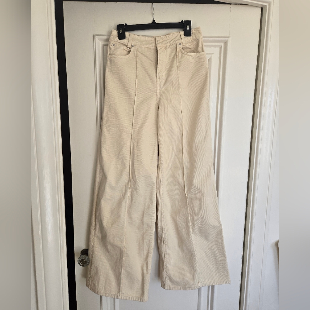 Victoria Beckham Cream Denim Trouser Style Jeans